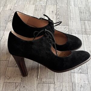Vintage Lands End Oxford Mary Janes Black Faux suede‎ Whimsigoth Y2k grunge SZ 9